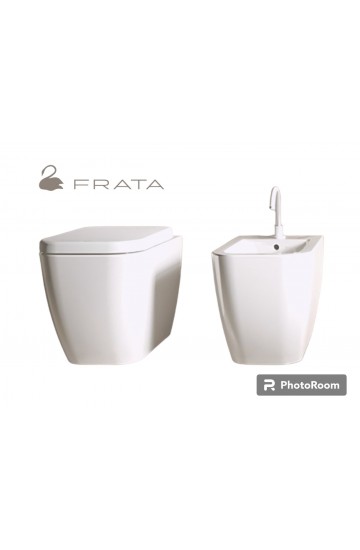 Hatria Bianca Sanitari filo muro in ceramica bianco vaso wc + bidet con sedile copriwc soft close 