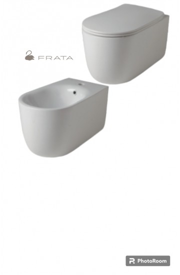 Kerasan Nolita Sanitari sospesi in ceramica bianco vaso wc con sedile copriwc soft close + bidet monoforo, protez. acustica e fissaggio WB9N